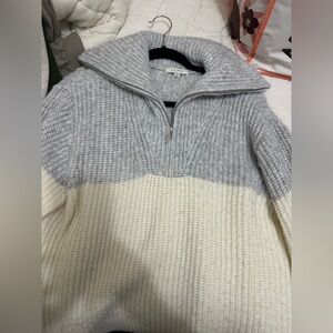 Z Supply Two-Tone Gray and Cream Sweater